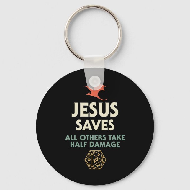 Jesus Rette DM Dragon D20 Dice Gift RPG Rolle Play Schlüsselanhänger (Vorderseite)