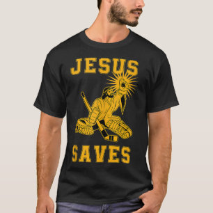 Jesus Rette Eishockey Goalie Sport Religiöse Chri T-Shirt