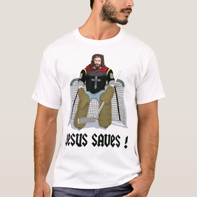 Jesus Rette Eishockey T-Shirt (Vorderseite)