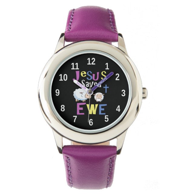 Jesus Rette Ewe | Geschenke Christliche Kinder Armbanduhr (Vorderseite)