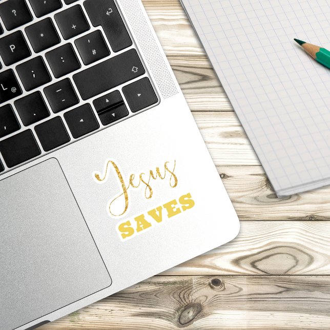 Jesus Rette Gelben Gold Glitzer Aufkleber (Von Creator hochgeladen)