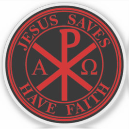 Jesus Rette, Glauben haben - Das Chi-Rho-Kreuz (ro Aufkleber