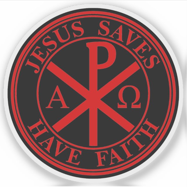 Jesus Rette, Glauben haben - Das Chi-Rho-Kreuz (ro Aufkleber (Vorderseite)