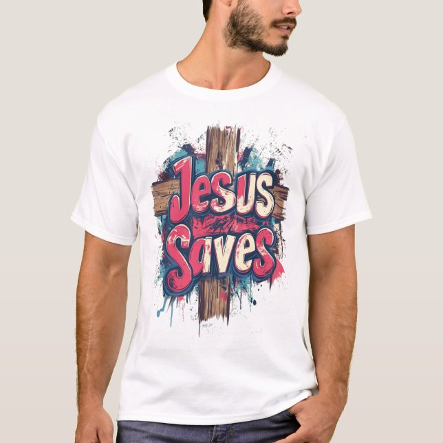 Jesus Rette: Graffiti-Erlösung T-Shirt (Vorderseite)