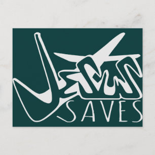 JESUS RETTE GRAFFITI POSTKARTE