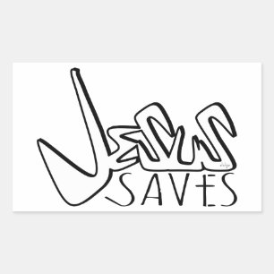 JESUS RETTE GRAFFITI RECHTECKIGER AUFKLEBER