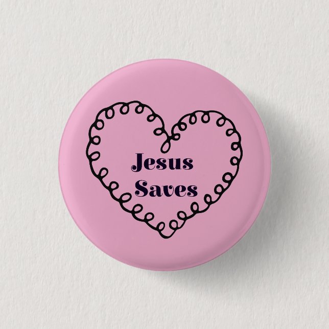 Jesus Rette Herz Button (Vorderseite)