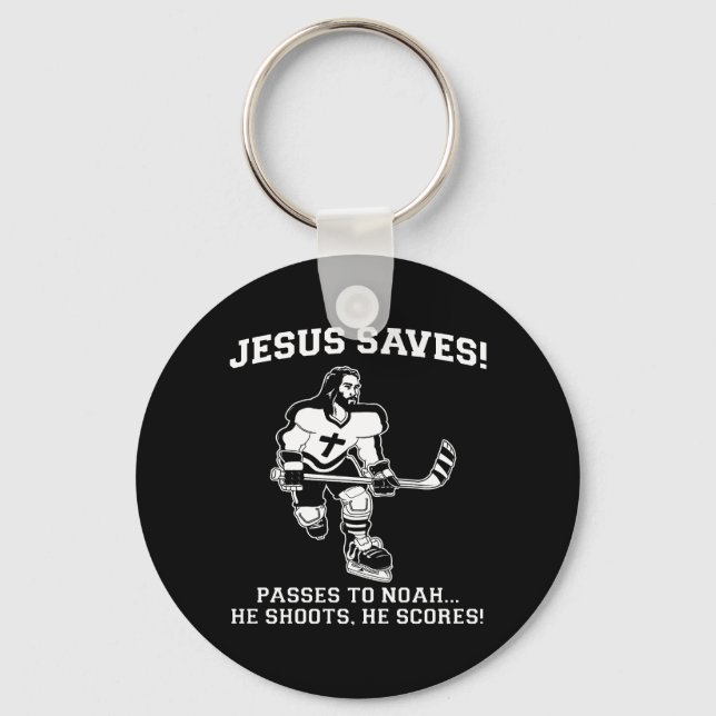 Jesus Rette Hockey lustiges Hemd Schlüsselanhänger (Vorderseite)