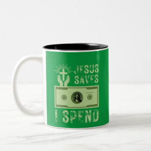 Jesus Rette, ich verbringe einen lustigen Christli Zweifarbige Tasse