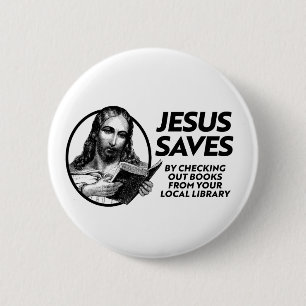 Jesus rette, indem er Bibliotheksbücher ausliest Button