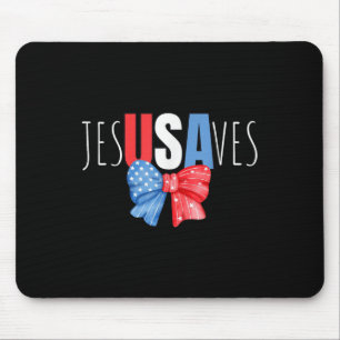 Jesus Rette Jesusaves Usa American Flag Patriotic Mousepad