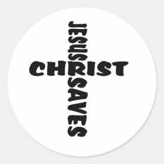Jesus Rette kreuz - schwarz Runder Aufkleber