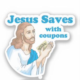 Jesus Rette mit Coupons Aufkleber