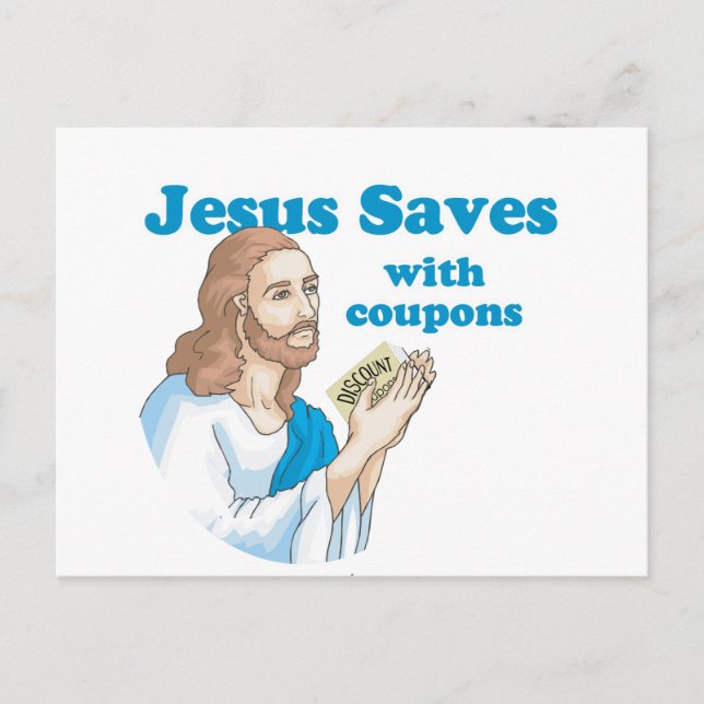 JESUS RETTE MIT COUPONS POSTKARTE (Vorderseite)
