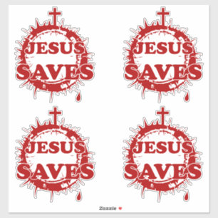Jesus Rette mit Kreuz und Krone von Thorns Aufkleber