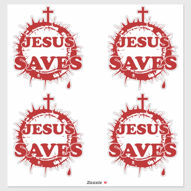 Jesus Rette mit Kreuz und Krone von Thorns Aufkleber (Blatt)