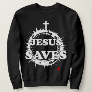 Jesus Rette mit Kreuz und Krone von Thorns Sweatshirt