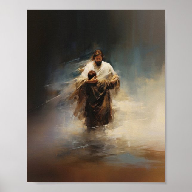 Jesus Rette Peter - Bible Verse Digital Print Poster (Vorne)