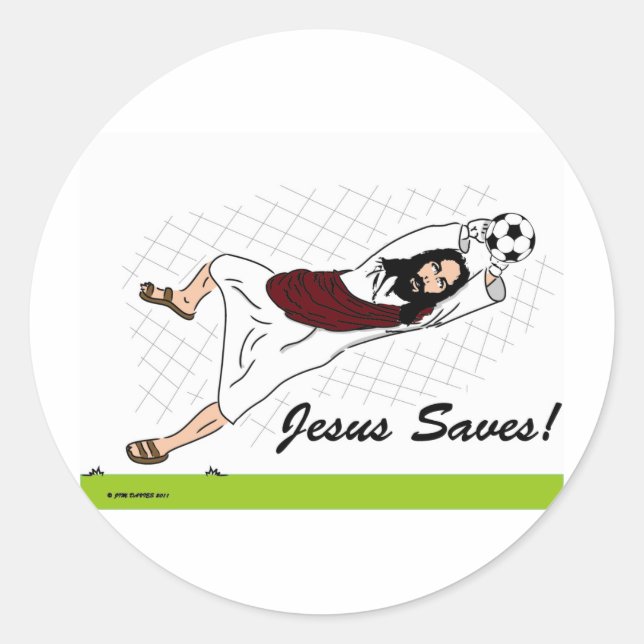 JESUS RETTE! RUNDER AUFKLEBER (Vorderseite)