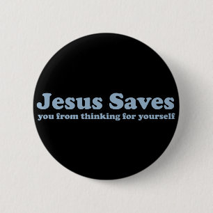 Jesus Rette Satire Button