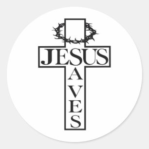 Jesus rette schwarz runder aufkleber