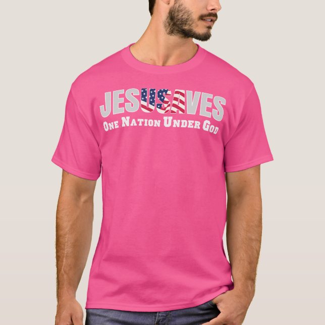 Jesus Rette uns eine Nation unter Gottes Christlic T-Shirt (Vorderseite)