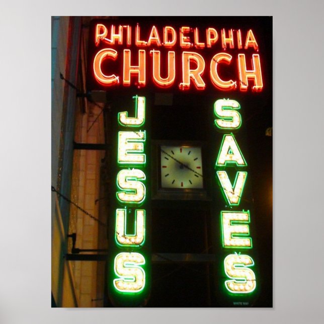 Jesus Rette Vintag Neon Sign Poster (Vorne)