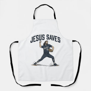 Jesus rettet Baseball-Pitcher Vintage-Stich Shirt Schürze