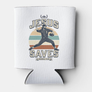 Jesus rettet Baseball Vintage Christian Vektor Des Dosenkühler