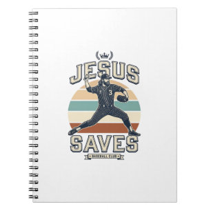 Jesus rettet Baseball Vintage-Christliches Vektord Notizblock