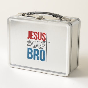 Jesus rettet Bro Christliche Typografie T-Shirt De Metall Brotdose