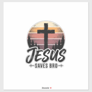 Jesus rettet Bro Vintage Christian Kreuz Shirt Des Aufkleber