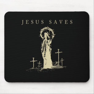 Jesus rettet christlichen Glauben Kreuz Vintage re Mousepad