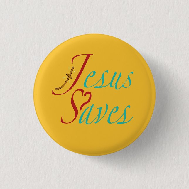 Jesus rettet christlicher Spruch  Button (Vorderseite)