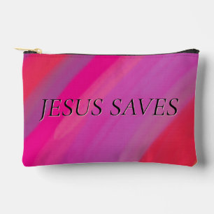 Jesus rettet christlicher Spruch mehrfarbig Zubehörtasche