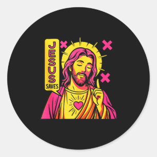 Jesus rettet christliches Anime Sacred Heart Manga Runder Aufkleber