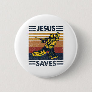 Jesus rettet Eishockey-Torhüter Sport Religiös Chr Button