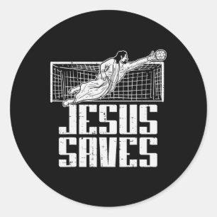 Jesus rettet Fußball Christian Torwart Tor Runder Aufkleber