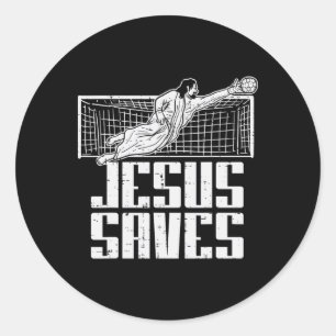 Jesus rettet Fußball christlichen Torwart Torhüter Runder Aufkleber