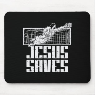 Jesus rettet Fußball Christlicher Torwart Torwart Mousepad
