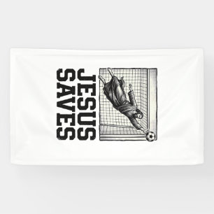 Jesus rettet Fußballtorwart Vintage Gravur Shirt_ Banner