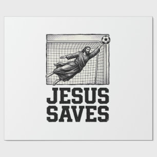 Jesus rettet Fußballtorwart Vintage Gravur Shirt_ Geschenkpapier