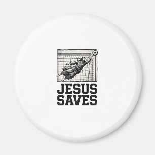 Jesus rettet Fußballtorwart Vintage Gravur Shirt_ Magnet