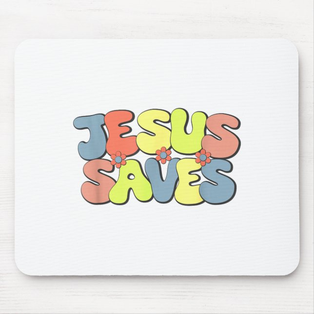 Jesus rettet - Hipe Flower Child Stil  Mousepad (Vorne)