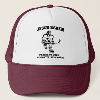 Jesus rettet Hockey lustiges T-Shirt Truckerkappe