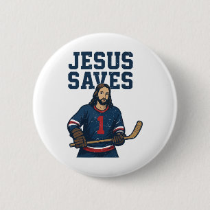 Jesus rettet Hockey-Torhüter Christlicher Hockey-R Button