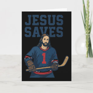 Jesus rettet Hockey-Torhüter Humor Christlicher Ho Karte