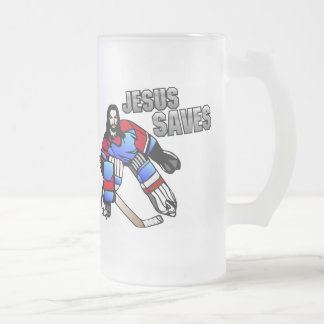 JESUS RETTET HOCKEYGOALIE MATTGLAS BIERGLAS