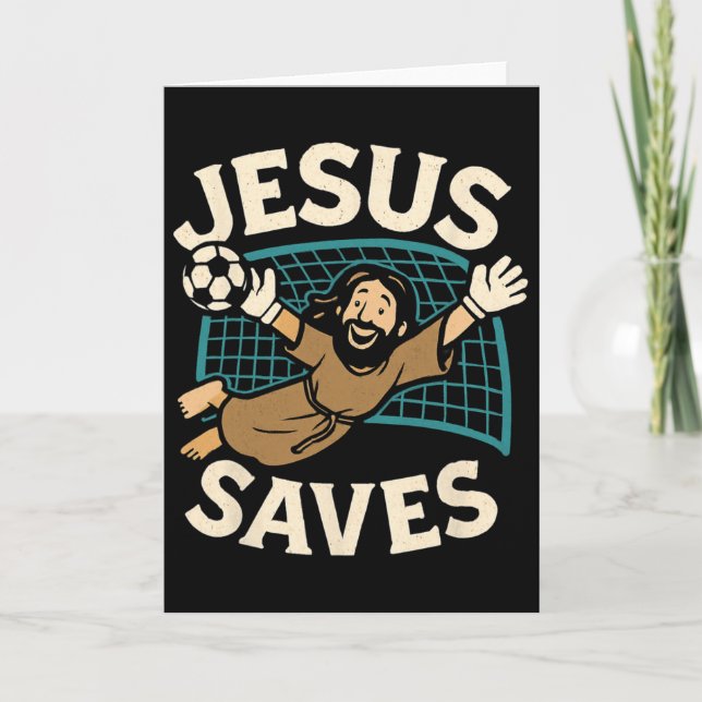 Jesus rettet I Christlicher Glaube I Jesus Fußball Karte (Vorderseite)