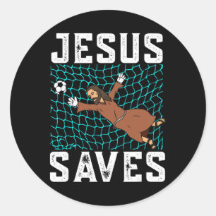 Jesus rettet I Christlicher Glaube I Jesus Fußball Runder Aufkleber